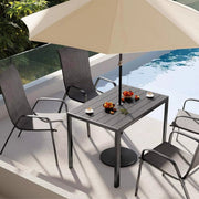 Tuintafel - Met Parasolgat - Eettafel voor Buiten - Terrastafel - Rechthoekige Aluminium - 110x70 cm - WPC Balkon Tafel, Weerbestendig en Duurzaam
