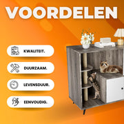 Grote Verborgen Kattenbakmeubilair - 3-Laags Planken met Kattenbakvanger - Kattenbakkast 100x92x50 cm voor de Woonkamer