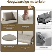 Tuinmeubelset - Loungeset - Tuinlounge Lounge Set - Lounge Set - Voor Tuin, Terras & Balkon - Moderne Buitenbankstel met Handgeweven Design - Inclusief Kussens - Kaki Kleur
