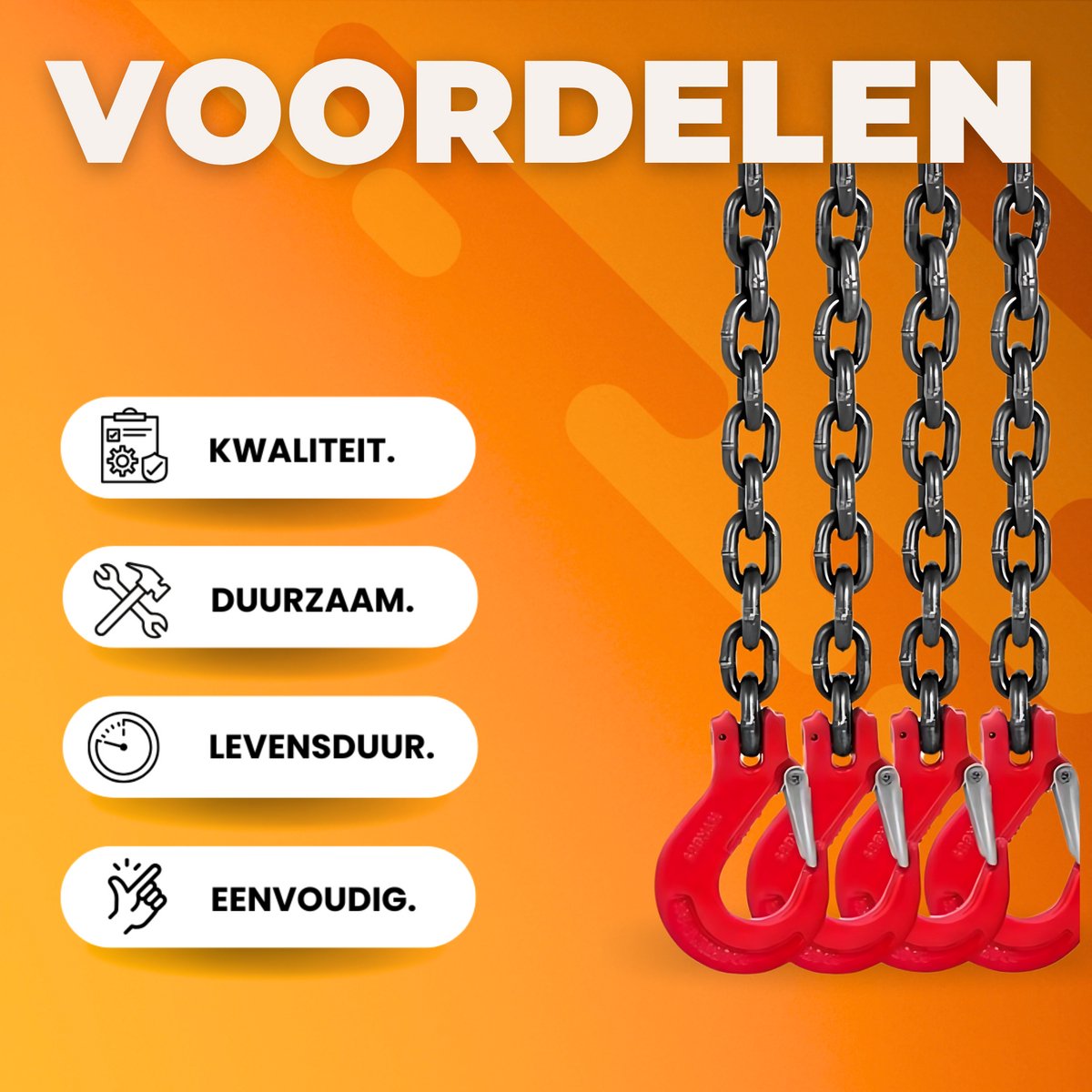Kettingslinger - 4 ton - Rateltakel - katrol takel - Kettingtakel lier - 2.8m Hefhoogte - Hefboomtakel - Vier poot stalen haak