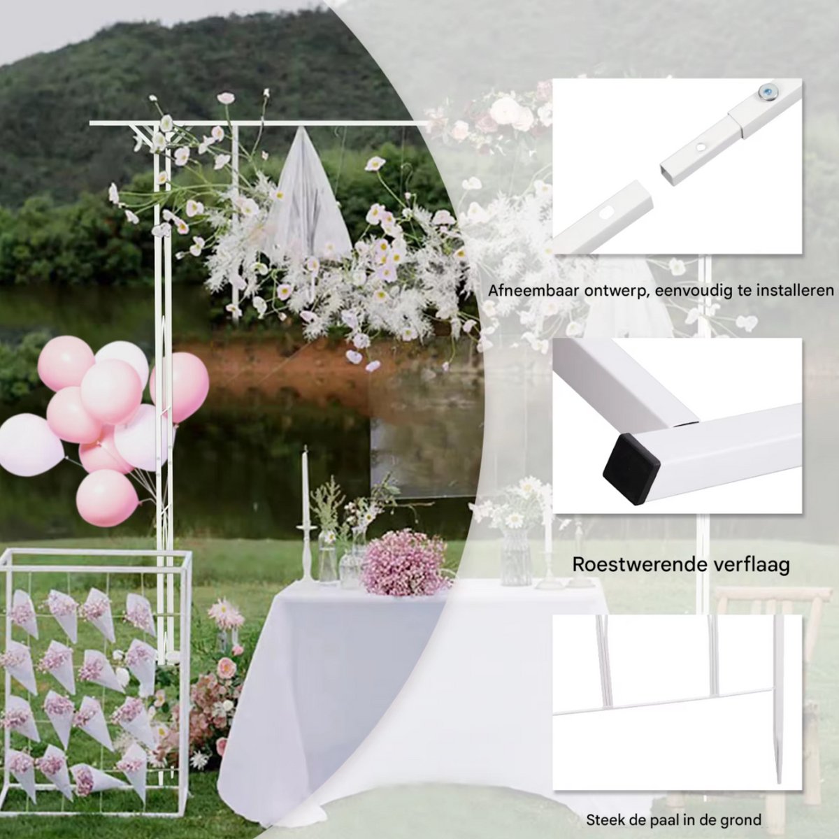 Elegante rozenboog - Voor tuin of bruiloft - Decoratie - Voor klimplanten - Metaal - 200x200cm