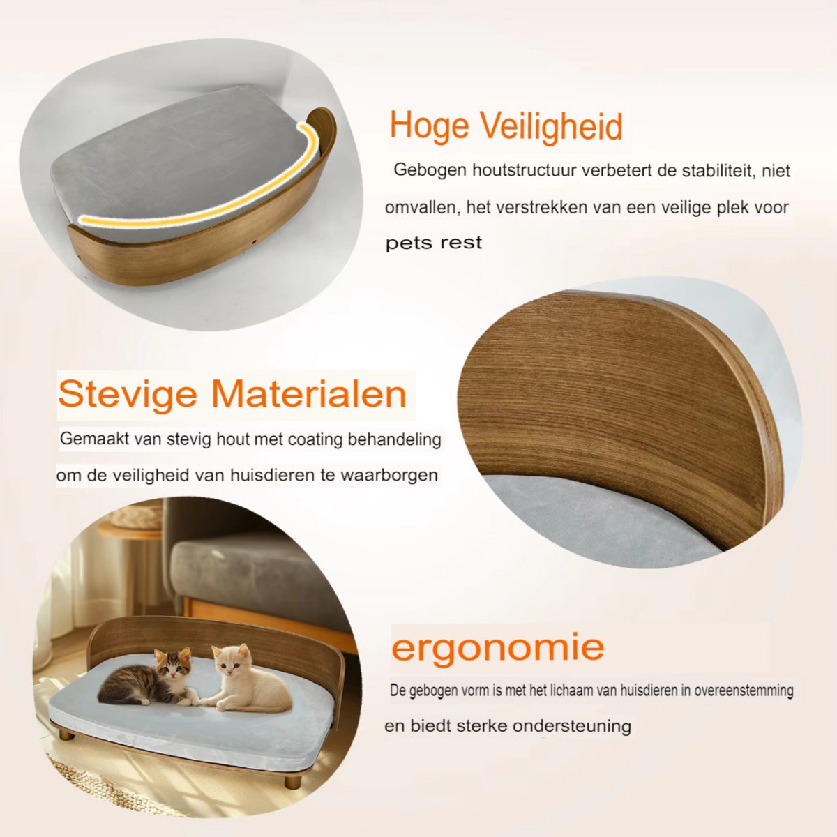 Verhoogde Kattenmand - 84cm - Kattenbed - Houten kattenbench voor Binnen - Lounge Fauteuil voor Katten, Puppies of Kleine Dieren