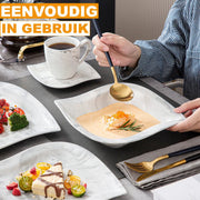 Aristocratic Serviesset – 6 persoons – 30 delig – Marmer look Keramisch – Eetborden – Breakfast Plates – Uniek servies