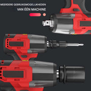 Draadloze Slagmoersleutel - 1/2" Borstelloos Power Impact Gun - 1500Nm Elektrische Sleutel - 4 Stopcontacten & 12 Schroevendraaierbits