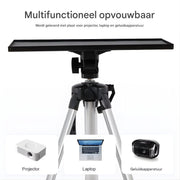 Projectorstatief – Opvouwbare Laptop- en Projectorstandaard - met Plateau en Draagtas – Lichtgewicht Aluminium- voor Thuis, Studio of Kantoor gebruik - Zilver