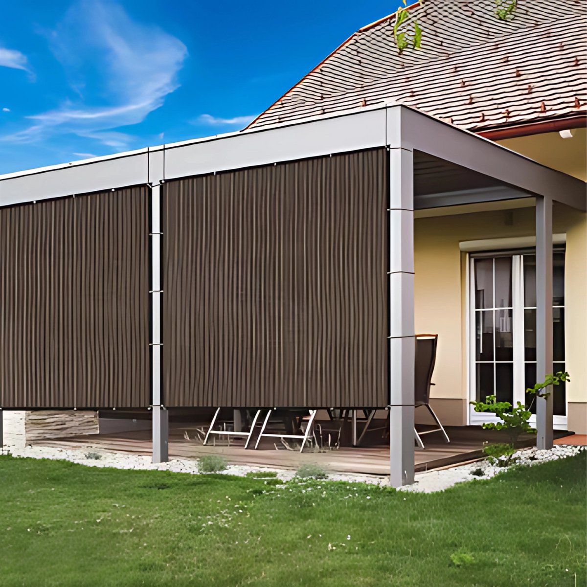 Schaduwdoek - Voor Tuin, Pergola of Terras - 90% Zonwerend Privacy Scherm - Ademend Netstof met Grommets - Kleur: Coffee-2X3M
