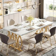 Moderne eetkamertafel Duvia - Woonkamer -Marmerlook Blad - 160cm