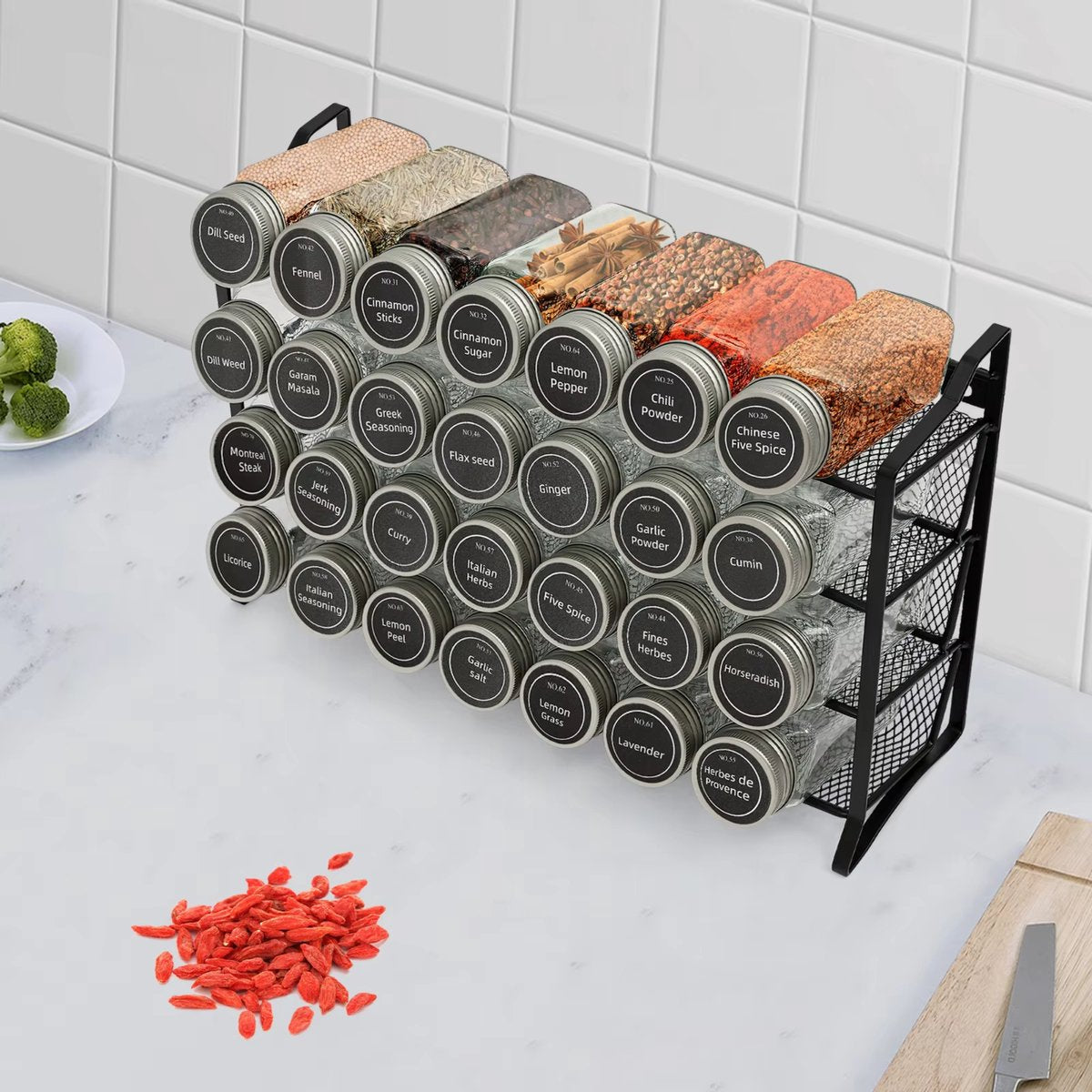 Kruidenrek – Kruiden organizaer - Voor Keuken & Badkamer – Hoogwaardige Hardheid - Voor 28 potjes - Vierlaags