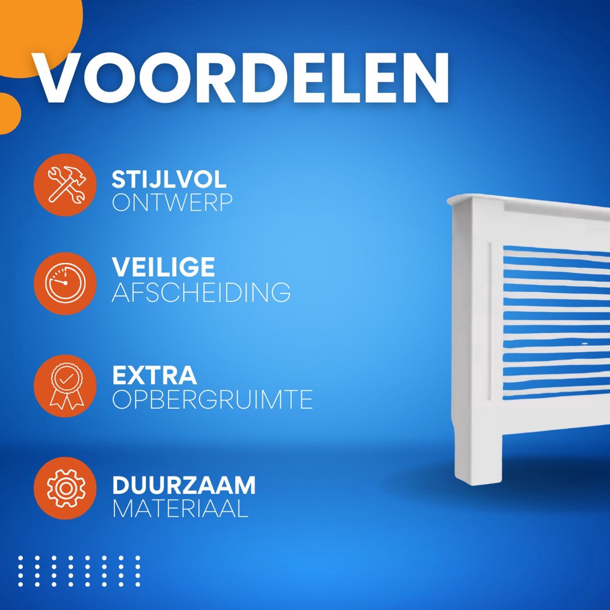 Radiatorombouw Grandiose - 78x92 cm - Ombouw rooster - Horizontale panelen - MDF - Stijlvol - Wit