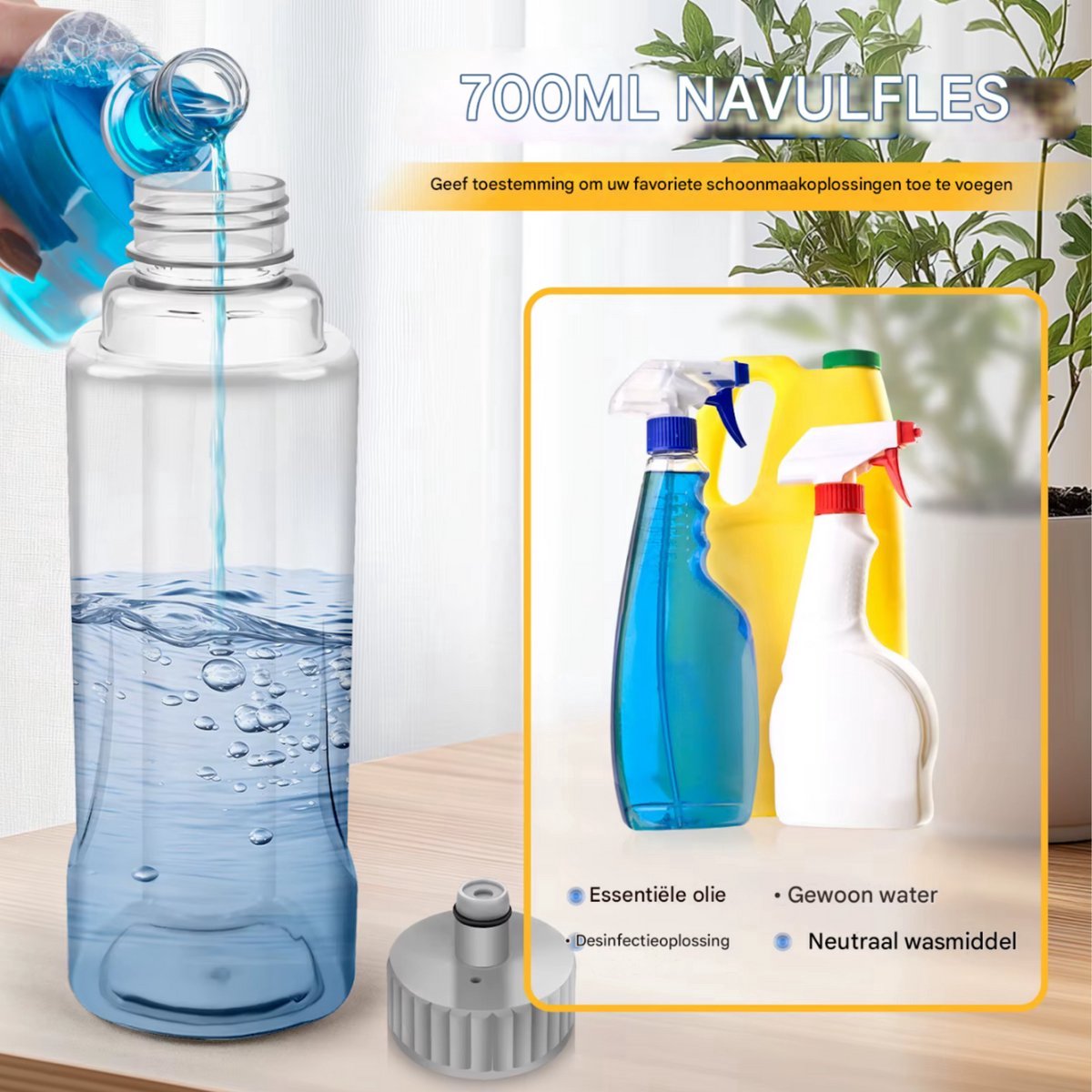 Dweil Vireo - Roterende Dweil deluxe - Spuitfunctie - Natte en droge Vloerwisser met - 360° - 700ml