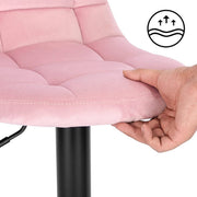 Barkrukken Ziva - Met rugleuning - Barstoelen ergonomisch - Keuken - Roze - Verstelbaar in hoogte - Set van 2 - Zithoogte 62-83cm - Velvet
