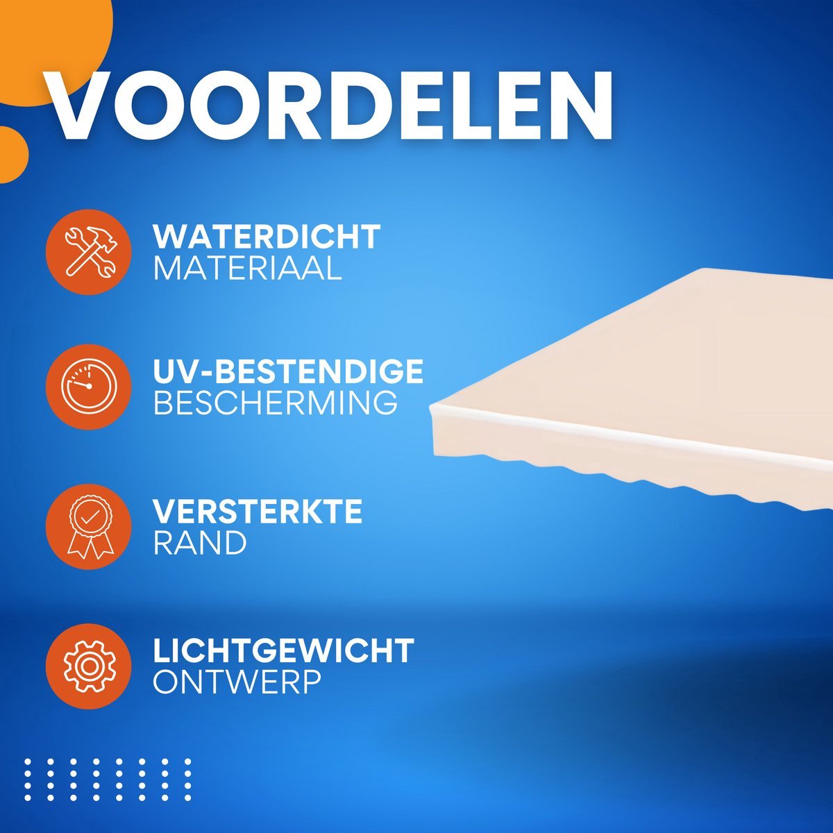 Zonneschermdoek Valora - 300x250cm - Vervangend Stof 420D Oxford - Schaduwdoek - Luifeldoek - Zonwering - PU coating - Beige