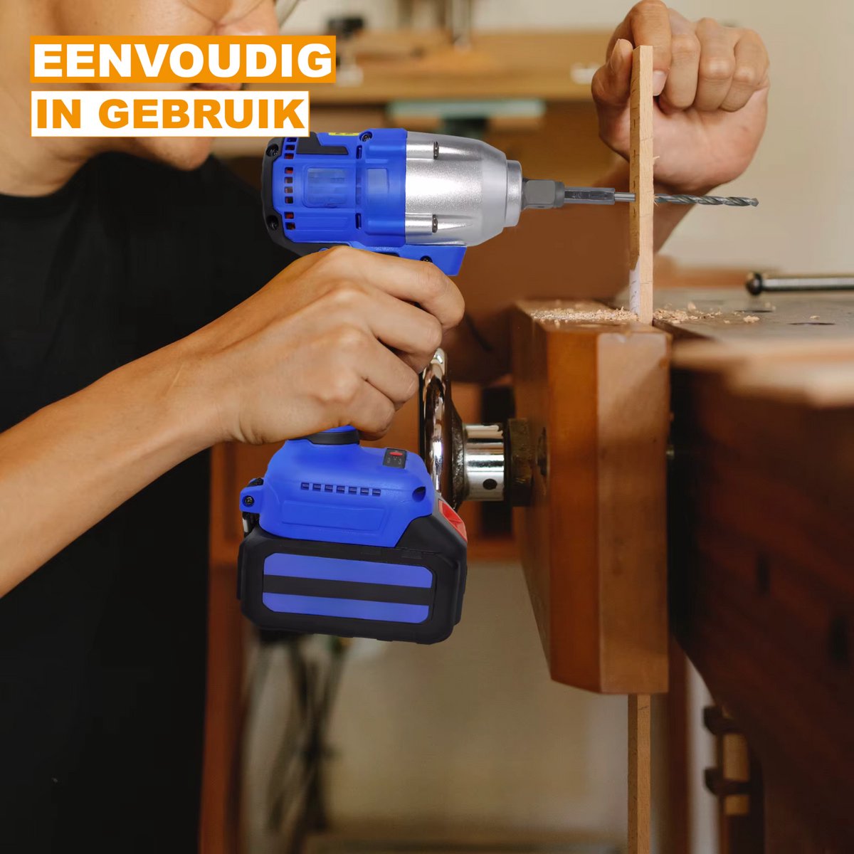 Accu-Slagmoersleutel 1,3cm - 21V - 420Nm Koppel - 3-in-1 Elektrische Moersleutel - Inclusief 2x 6.0Ah Accu’s & Oplader
