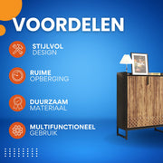 Schoenenkast met deuren - 5 lades - Zwart/bruin - Voor 22-25 paar - Schoenenrek - Woonkamer en slaapkamer