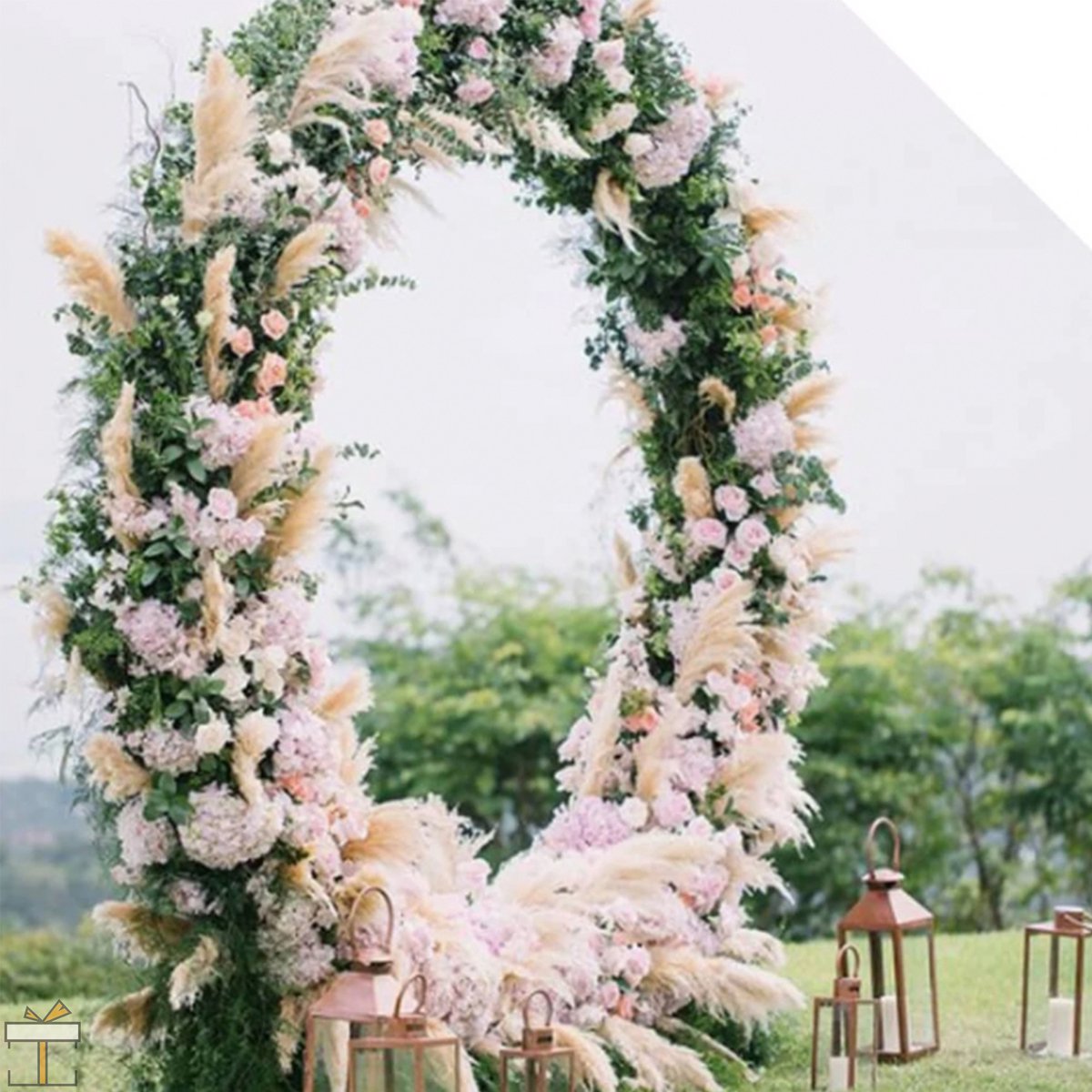 Happyment Bruiloft decoratie - Rond - Backdrop frame - Rozenboog - Boog - Versiering accessoires - Wit