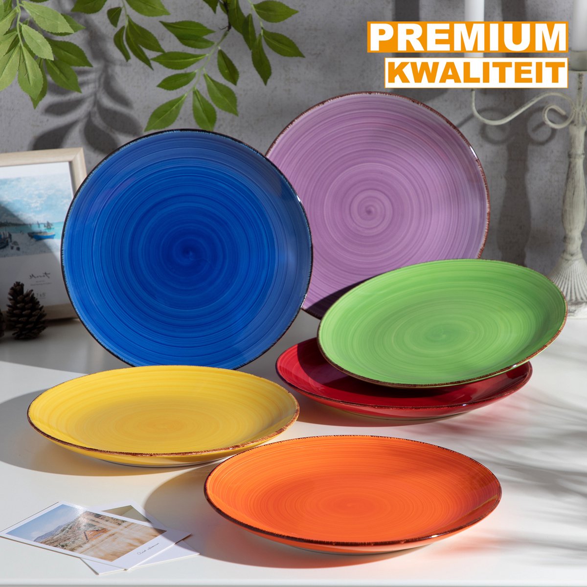 Ventina Serviesset - 16 delig - 4 persoons - Regenboog - Dinerborden - Bordenset - Diepe borden - Ontbijtborden - Servies - Keukenservies