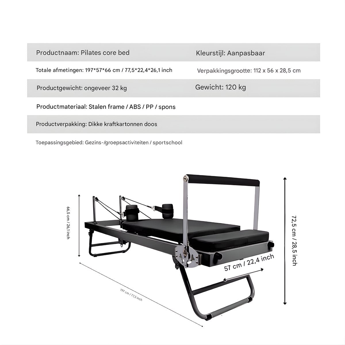 Pilates Reformer - Professioneel fitnessapparaat - Pilates board - Voor thuisgebruik en krachttraining - Verstelbaar en opvouwbaar - Compact - Zwart
