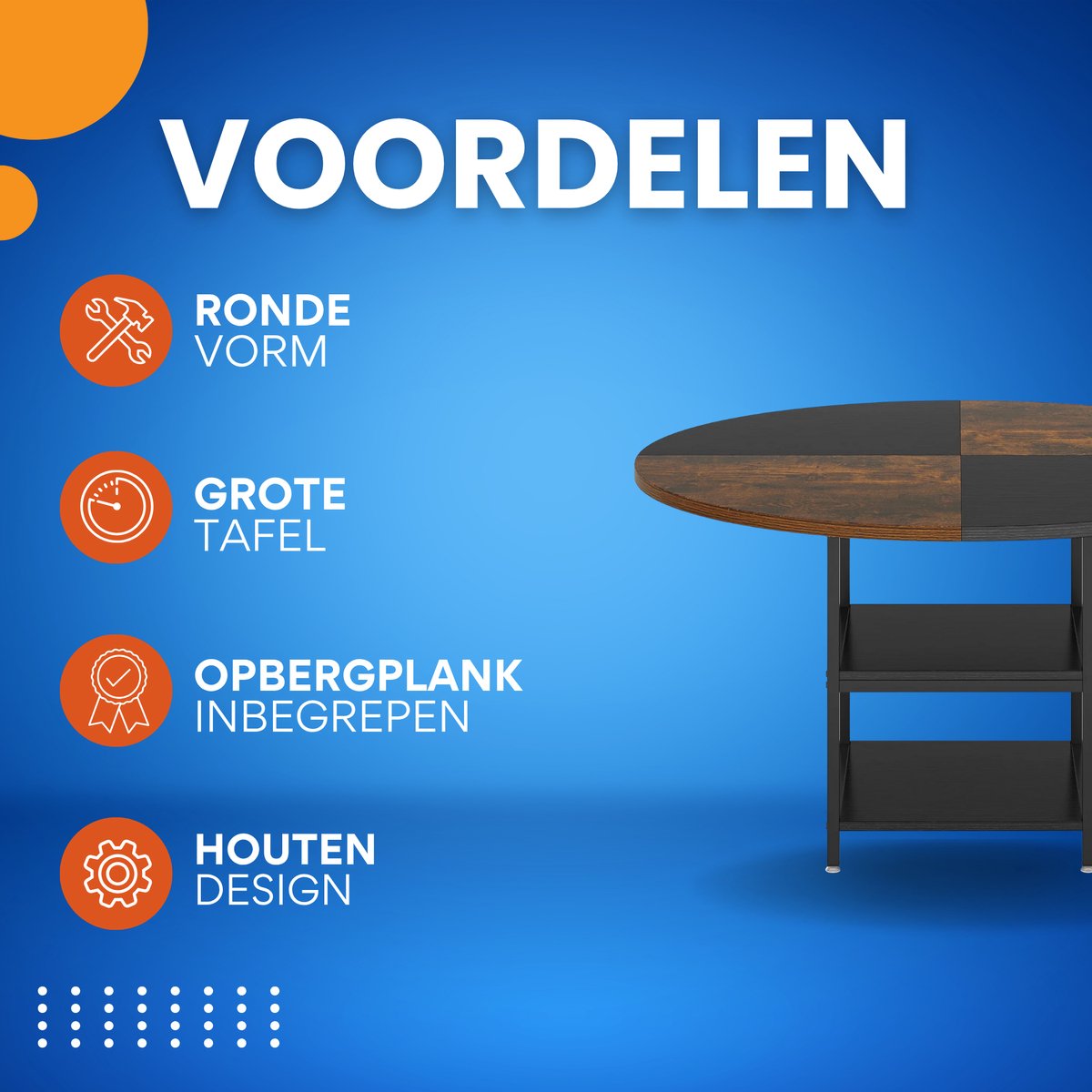 Ronde Eettafel - Keukentafel - Eetkamertafel - 4 personen - Hout Bruin - 120cm