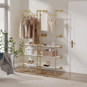 Kledingrek Fioren - Moderne kledingrek - Met kledingroede voor hal, slaapkamer of woonkamer - Kledingstangen - Schoenenrek - Wandmontage