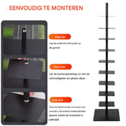 Boekentoren - Wit - Boekenrek voor thuis, kantoor of woonkamer - 9 lagen - 170cm