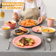 Château Serviesset - Dinerborden - Kleurrijk 4 persoons - 16 delig - Keramisch - Breakfast Plates