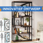 Boekenkast Zero - Bruin - Boekenrek - 5 lagen - Woonkamer, slaapkamer en kinderkamer - Hout - 175cm