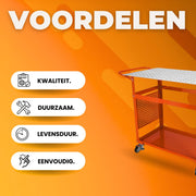 Mobiele wertktafel op wieltjes - Laswerkbank - Koolstofstalen Werkbank - 91.4x61cm - 272kg Gatentafel 216