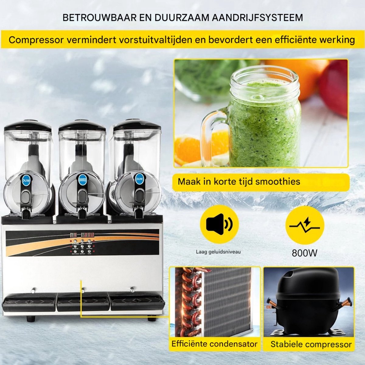 Slush Puppy Machine PRO - 45L - 3 Smaken - Met Display - RVS