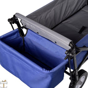 Happyment Bolderkar blauw - Opvouwbaar - Camping bolderwagen - Boodschappen of kinderenvervoer - Strand - Blauw - 80KG