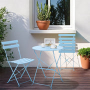 Bistroset 2 persoons - Metaal - Tuinset - Met bistrostoeltjes - 3-delig - Tuintafel - Blauw