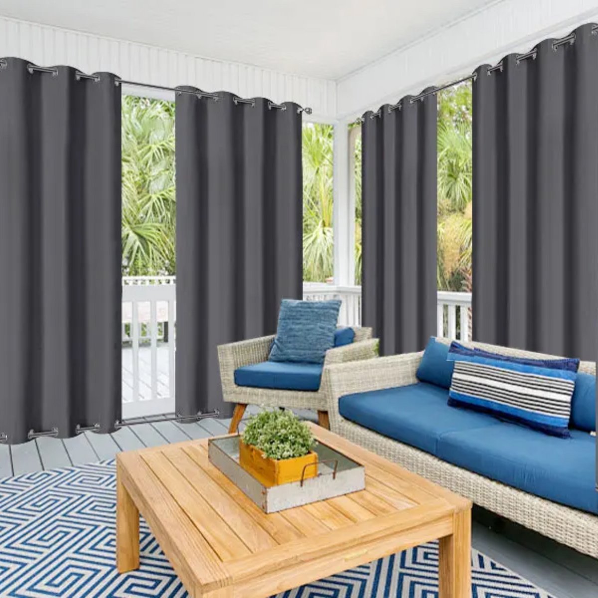 Privacygordijnen - Buitengordijn - Schaduwdoek - Voor Tuin, Veranda of Balkon - UV-bestendig & Zonwerend - Waterdicht Outdoor Design met Doorvoertules - Kleur: Light Gray-W108xL55in-275x140cm