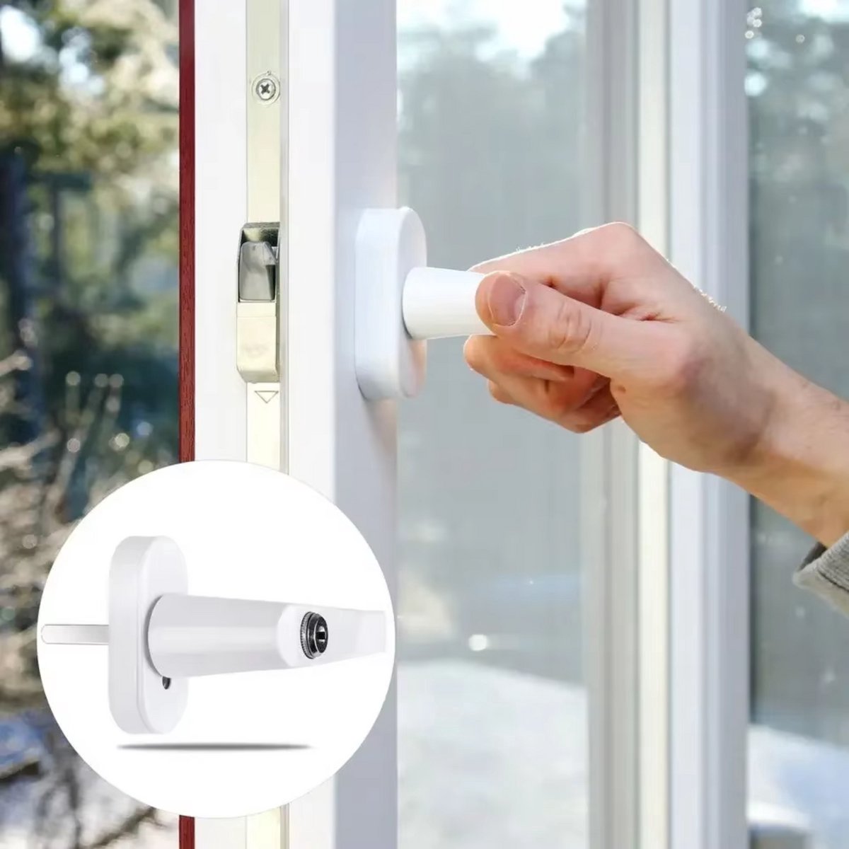 Inline Raamgreep Fioren - 8 stuks - Universele Espag Sleutel met Vergrendeling voor Afsluitbare Dubbele Beglazing - Vervangende Aluminium Raamgrepen - Wit