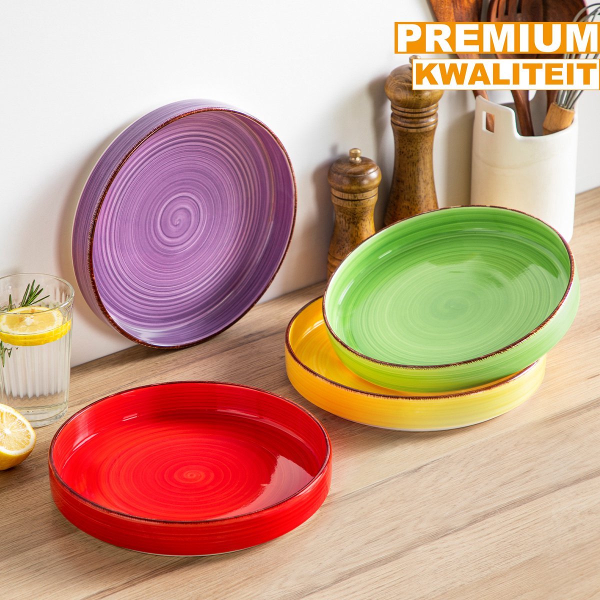 Lustré Serviesset - 4 delig - Wit/Goud - Dinerborden - Bordenset - Diepe borden - Ontbijtborden - Servies - Keukenservies