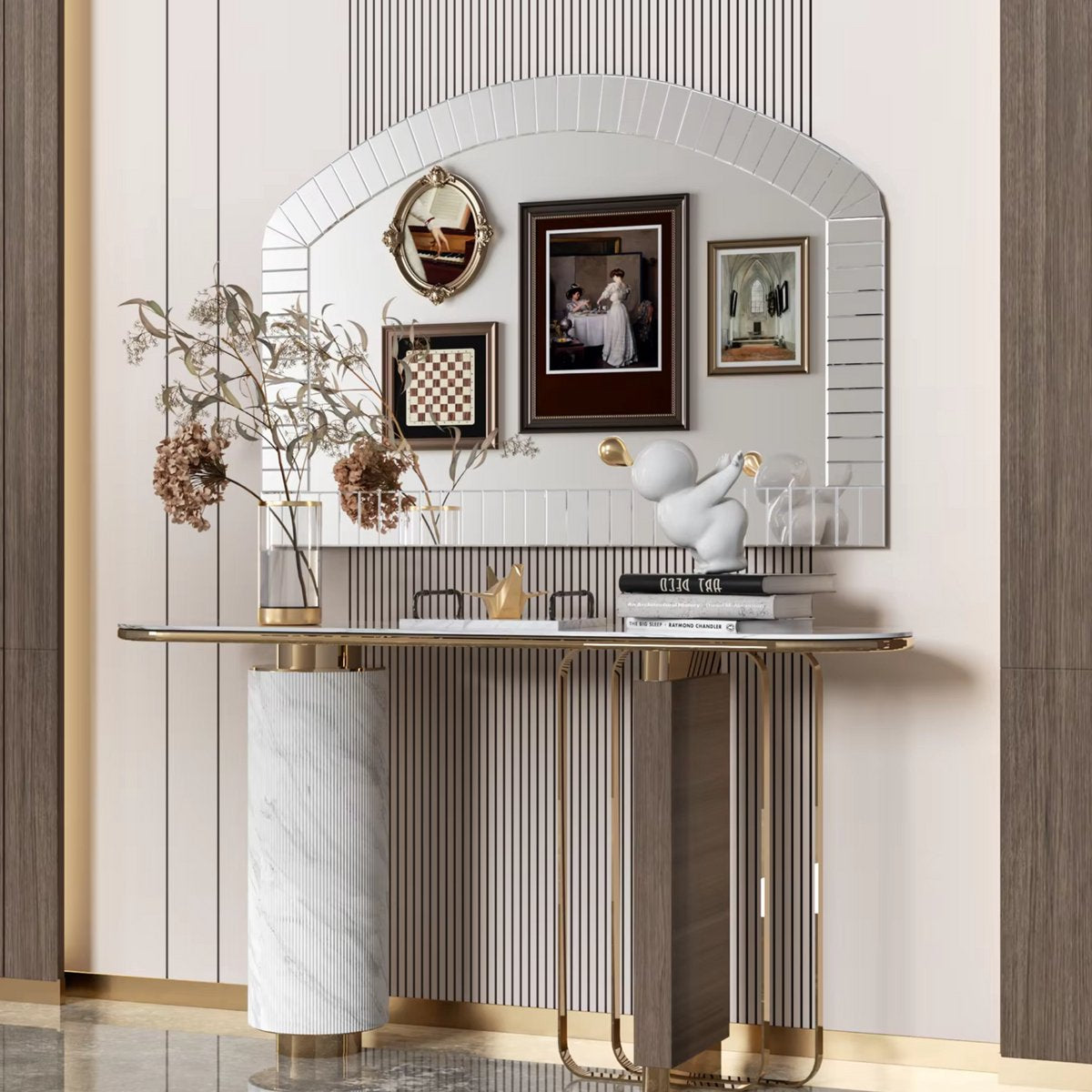 Gebogen Wandspiegel - Venetiaanse Accent Spiegel- Zilver - Glas - Decoratie voor Woonkamer