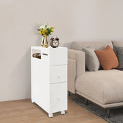 Badkamerkast - Opbergkast - Badkamermeubel - Voor smalle badkamers - Op wieltjes - Wit - 53*22,5*75 cm