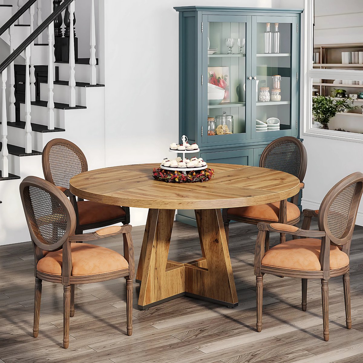 Ronde Eettafel Zenia - Voor 4 personen - 120cm - Voor Keuken of eetkamer - Bruin