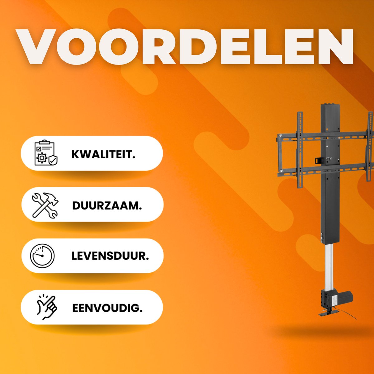 TV Lift - Muurbeugel - Met afstandsbediening - Voor 26-60 inch - TV lift meubel - Woonkamer of kantoor - Hoogte verstelbaar - Inbouwsysteem voor kast