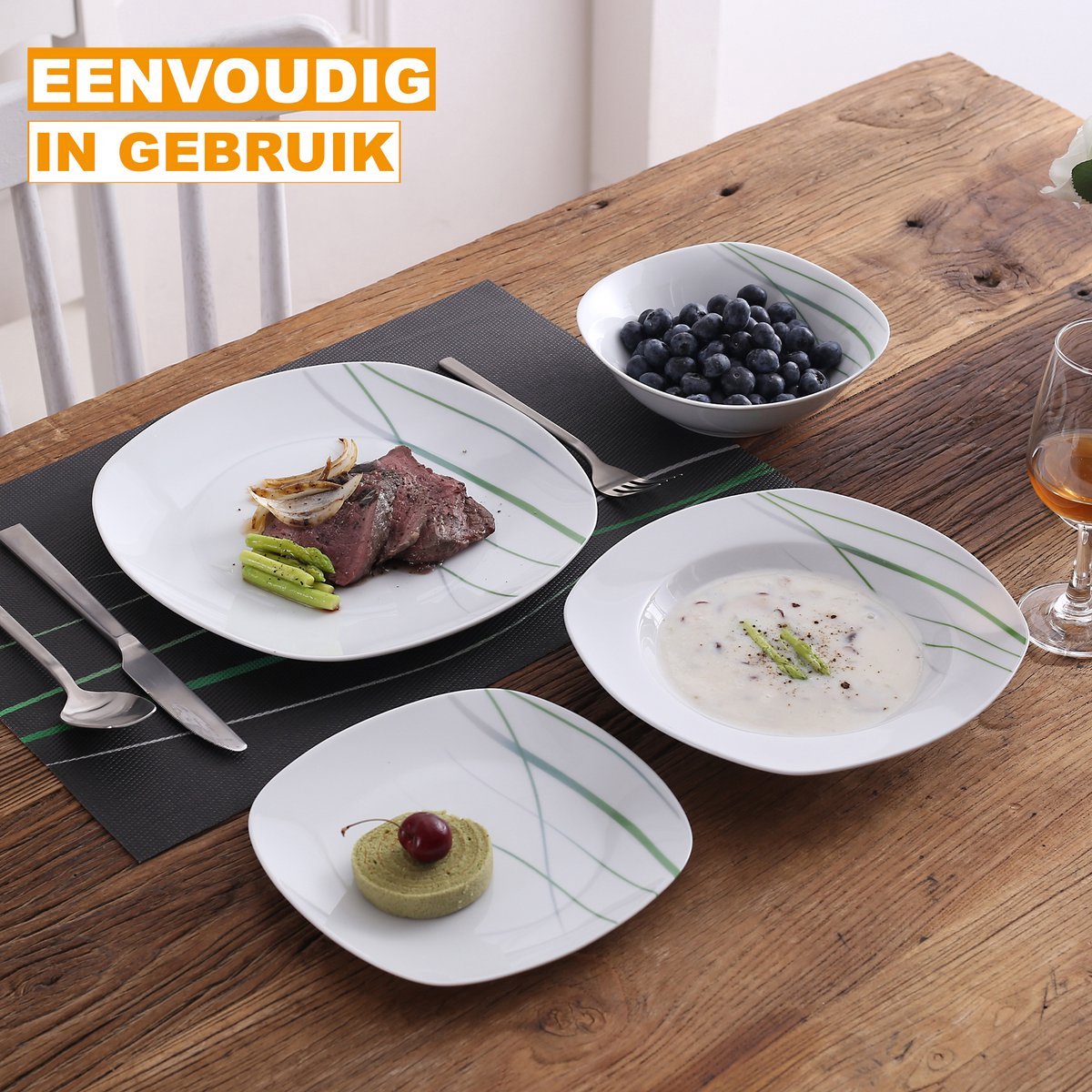 Grandeur Ontbijtborden – Serviesset – 6 persoons – 24 delig – Wit Keramisch – Ontbijtborden – Voor elke gelegenheid