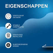 Douchestang - Douchegordijnstang- Voor douche - U-vormig, wandgemonteerd en verstelbaar - Wit