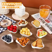 Sovereign Kommen – Snack kommen – 16 delig – Wit Keramisch – Ontbijtborden – Lange Borden