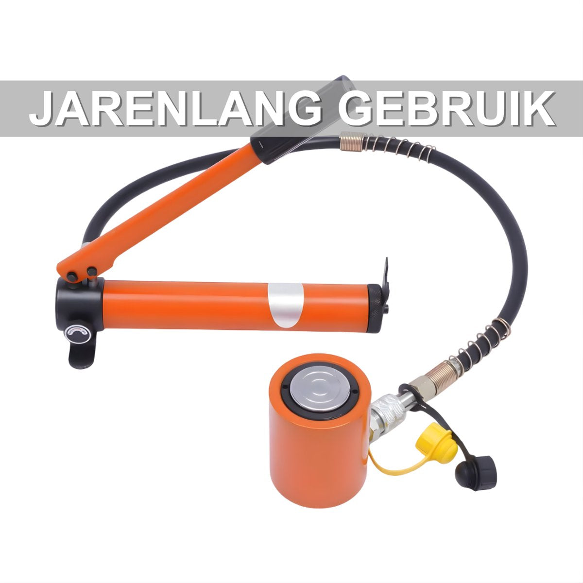 Hydraulische handpomp - Voor hijsen en persen - Mini enkelwerkende hefcilinder met handpomp - Oranje