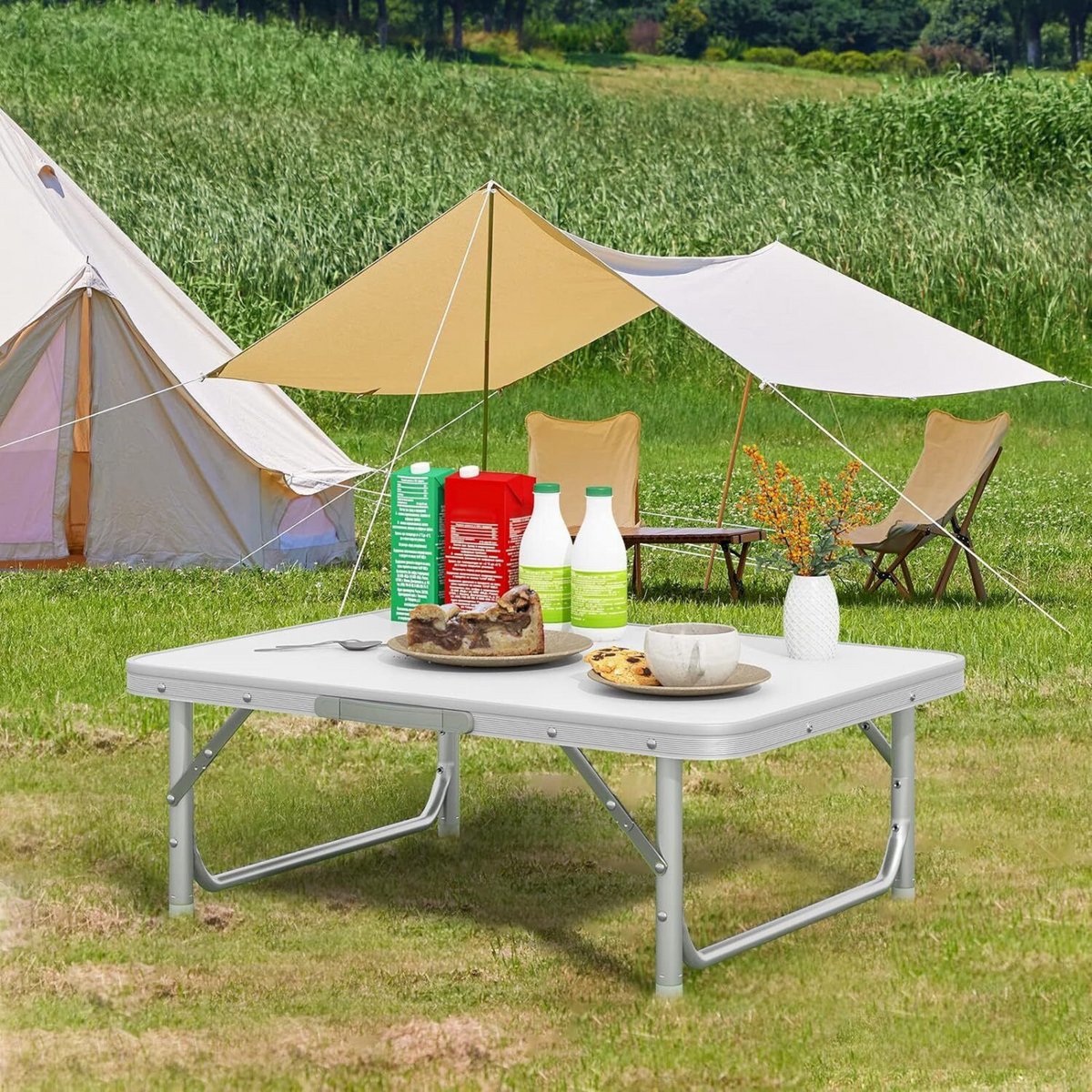 Opvouwbare Campingtafel 2,5ft - Klaptafel voor Picknick, Tuin & Eettafel - Verstelbare Hoogte - Draagbaar & Waterbestendig