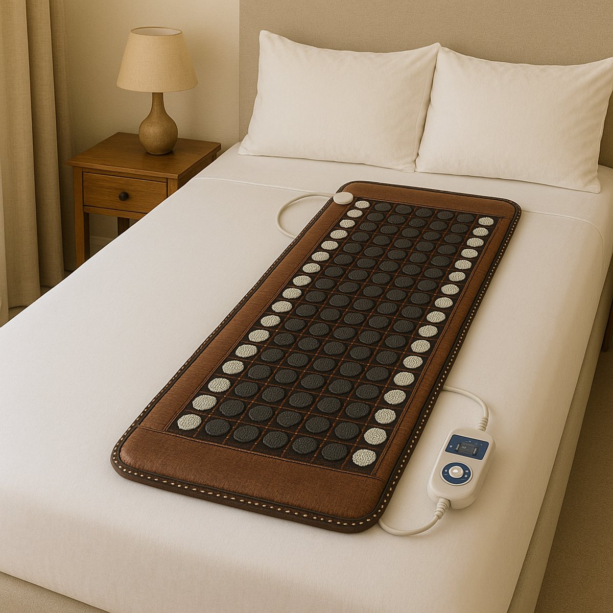 Happyment Infrarood Edelstenen Deluxe - Thermomat - Warmte Therapie Mat - Verwarmde Stenen - Echte Jade - Toermalijn - 60x150cm