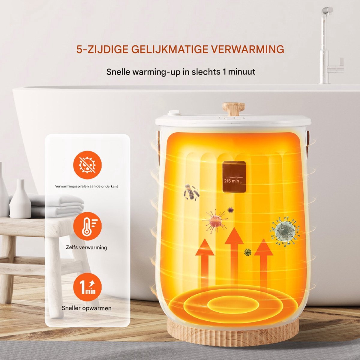 Handdoekverwarmer - Elektrisch Droger - Wit - Kinderslot - 20 Liter