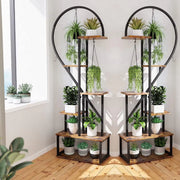 Plantenstandaard Hartvormig Fioren - Plantenrek - Plantentafel - Voor binnen & buitengebruik - Bloempothouder - Bamboe - Zonder verlichting