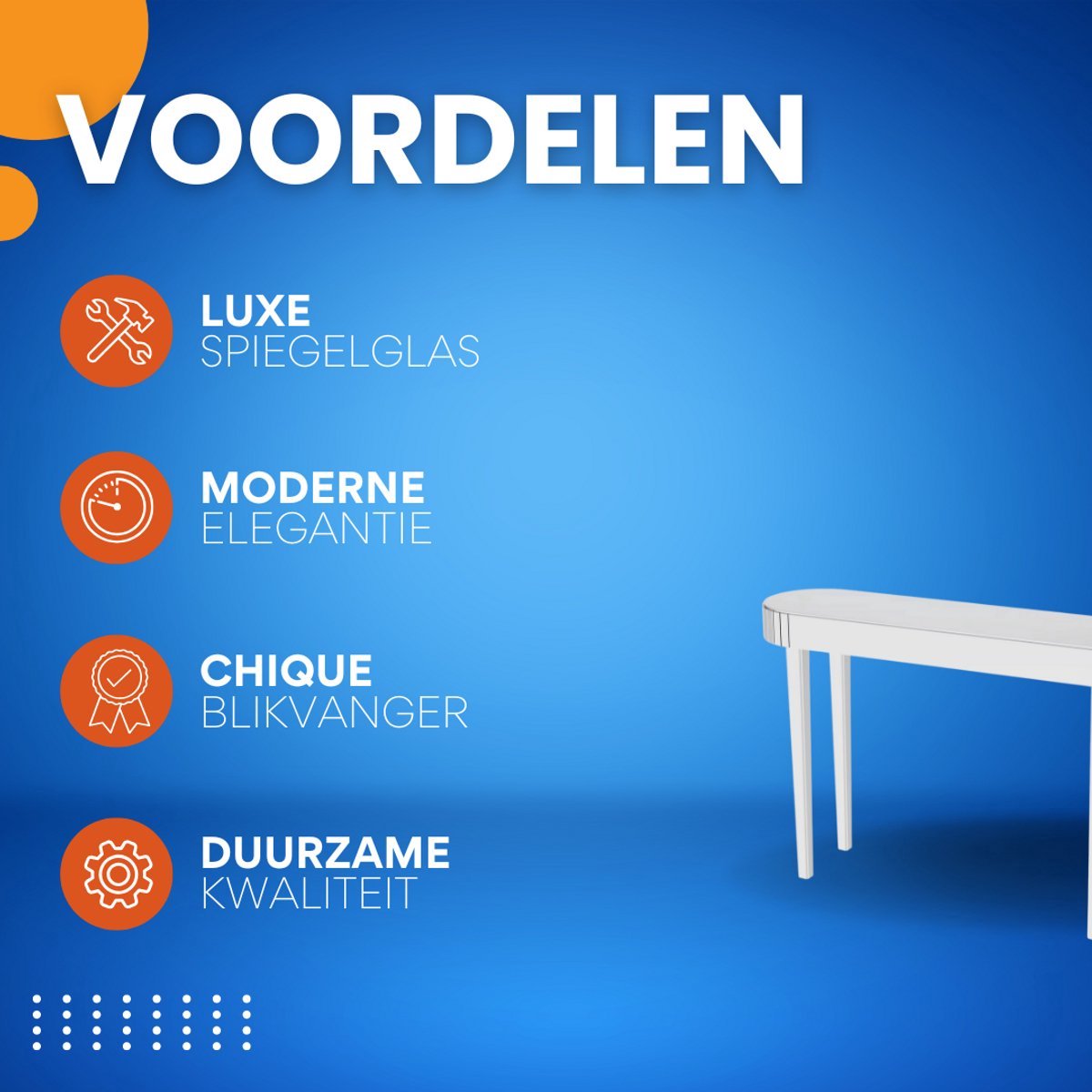 Consoletafel Teroni Opulence - Haltafel - Wandtafel - Zilver - Sidetable - 120cm