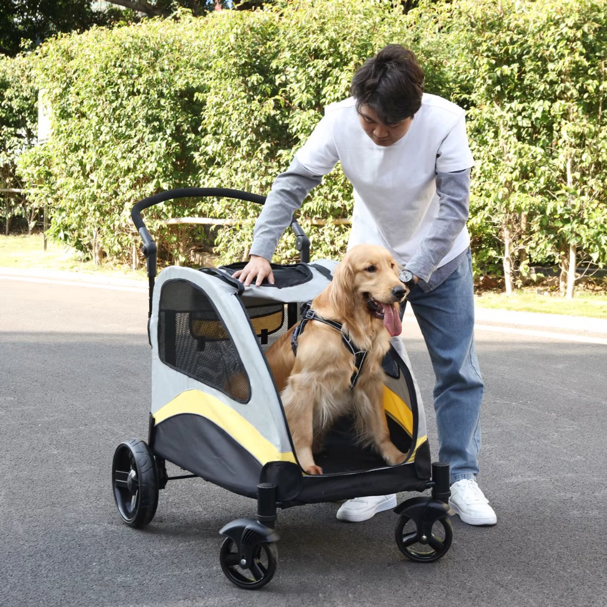 Hondenbuggy Tavien - Inklapbaar - Voor grote honden - Tot 55KG - All terrain - Comfort