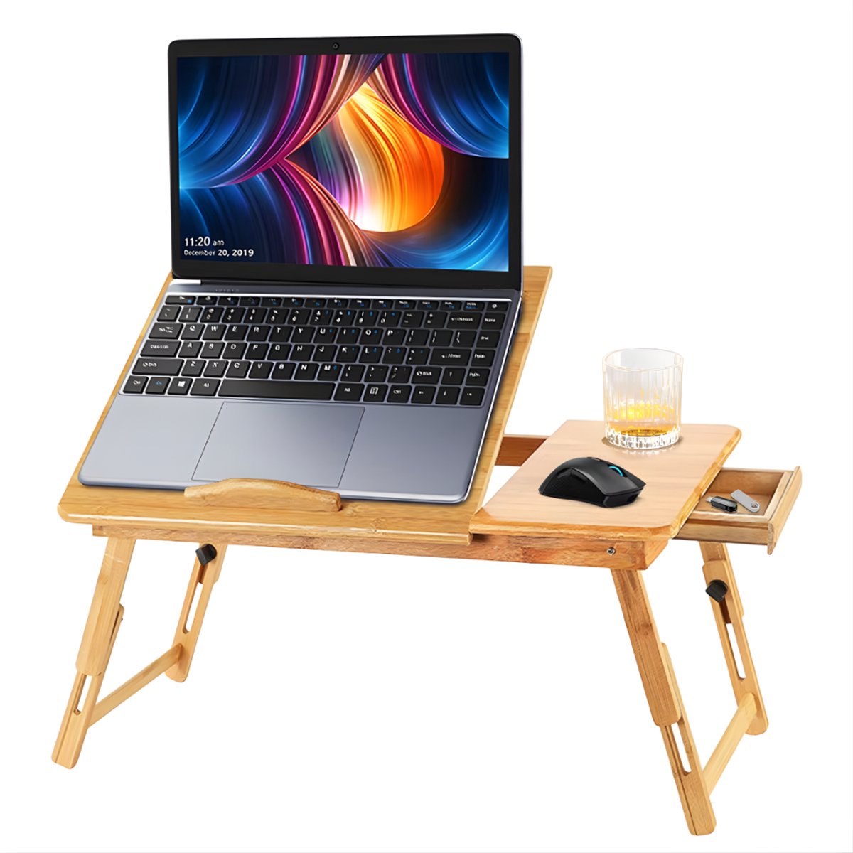 Laptoptafel – Tablethouder - Bedtafel - Voor thuis, slaapkamer of kantoor – Bamboe / Natuurlijk