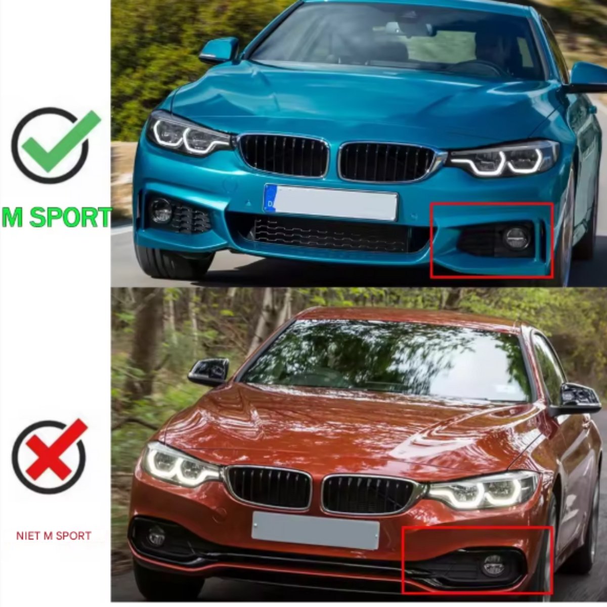 Mistlicht Grille Cover - Voor BMW F32/F33/F36 (2013-2020) - M Sport Midden + Links + Rechts - Auto accessoires