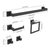 Handdoekstangset - Handdoekrek - Handdoekhouder - Badkameraccessoires - Voor Wandmontage in Badkamer - Zwart